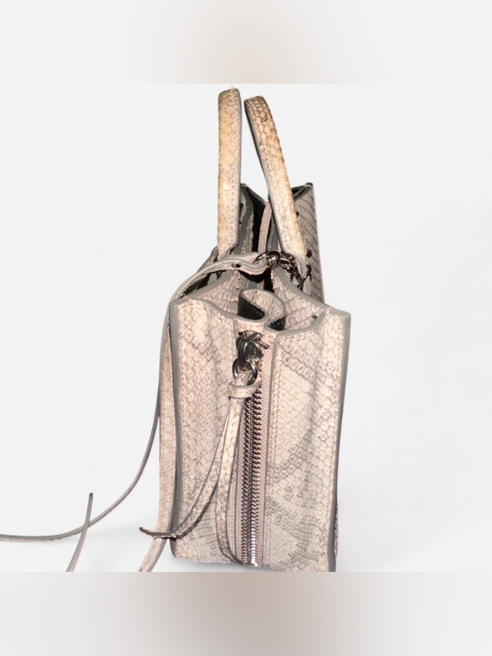 Balenciaga Python Mini Zip Around Tote  in Beige, Pale Pink & Gray Trim - Picture 3 of 8